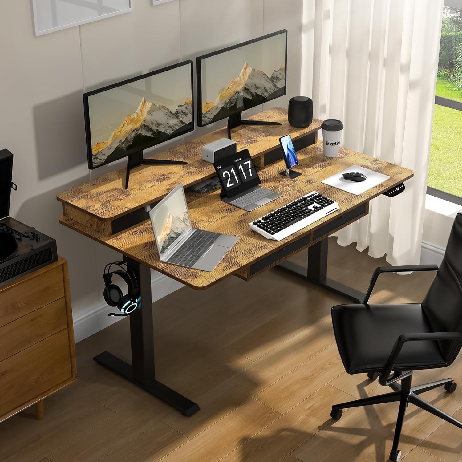 ExaDesk Electric Standing Desk with 4 Drawers